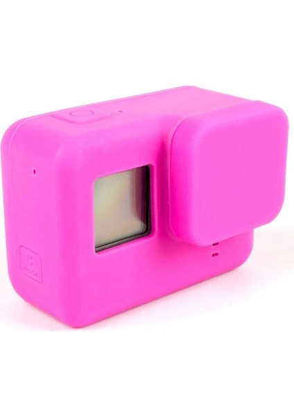 Gopro Hero 5 Uyumlu Silikon Lens ve Koruyucu Kılıf Pembe