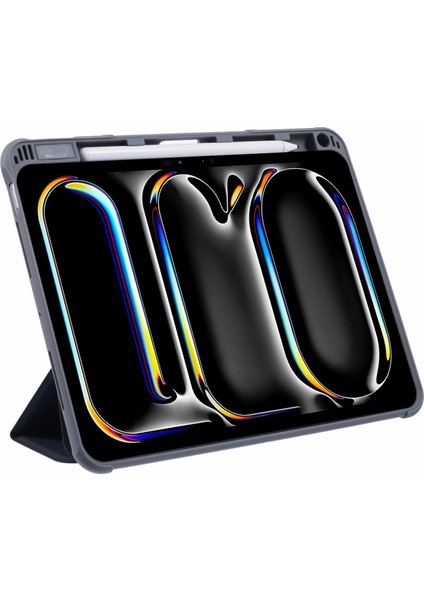 iPad Pro 11 (2024) Kalem Tutuculu Akıllı Deri Üç Katlı Stand Tablet Kılıfı (Yurt Dışından)