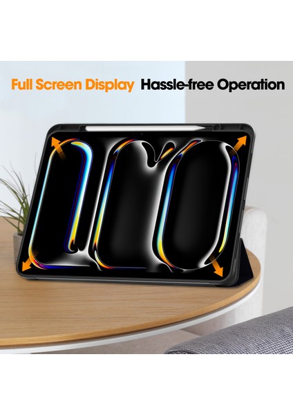 iPad Pro 13 (2024) Desen Baskı Üç Katlı Stand Deri Kalem Tutuculu Tpu Bana Dokunma Tablet Kılıfı (Yurt Dışından)