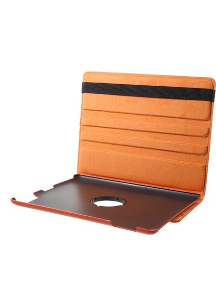 Litchi Deri Pu Deri 360 Derece Döner Standı Folio iPad 4 3 2 Turuncu Elastik Bantlı Tablet Kılıfı (Yurt Dışından)