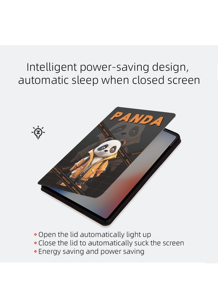 iPad Pro 11 (2024) Panda Desenli Katlanır Standlı Pu Deri Çerçeve Panda Tablet Kılıfı (Yurt Dışından)