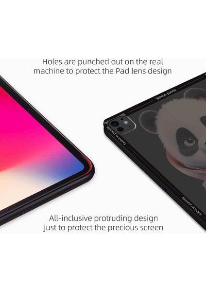 iPad Pro 11 (2024) Panda Desenli Katlanır Standlı Pu Deri Çerçeve Panda Tablet Kılıfı (Yurt Dışından)