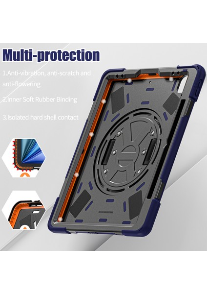 iPad Air 13 (2024) Tpu Pc Silikon Stand Lacivert Tablet Kılıfı (Yurt Dışından)