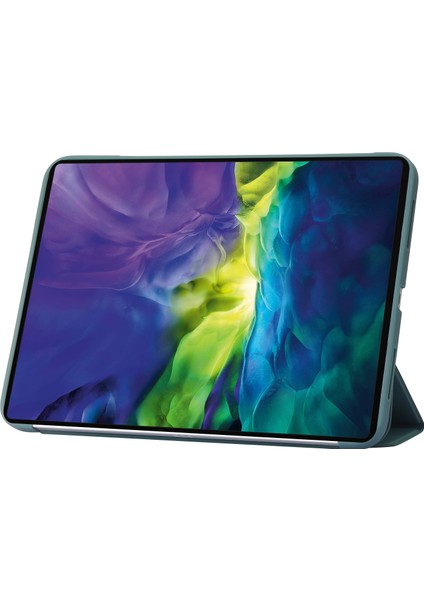 iPad Air 11 (2024) Petek Dokulu Üç Katlı Stand Deri Tablet Kılıfı (Yurt Dışından)