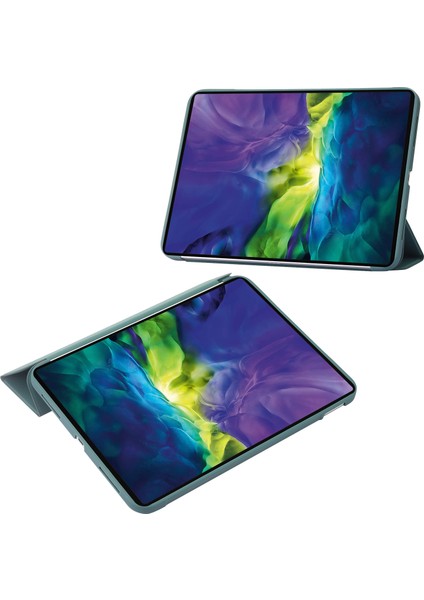 iPad Air 11 (2024) Petek Dokulu Üç Katlı Stand Deri Tablet Kılıfı (Yurt Dışından)