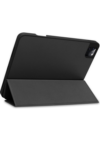 iPad Pro 12.9 (2022 2021 2020 2018) Pu Deri Sağlam Üç Katlı Stand Standı Flip Case (Kalem Yuvalı) Tablet Kılıfı (Yurt Dışından)