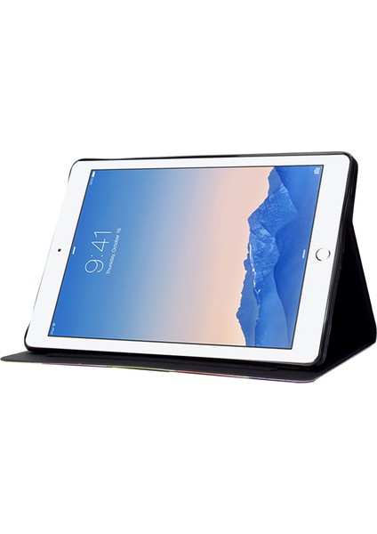 iPad Air (2013) AIR 2 Desenli Baskı Pu Deri Standlı Kart Yuvası Manyetik Toka Kedi Tablet Kılıfı (Yurt Dışından)