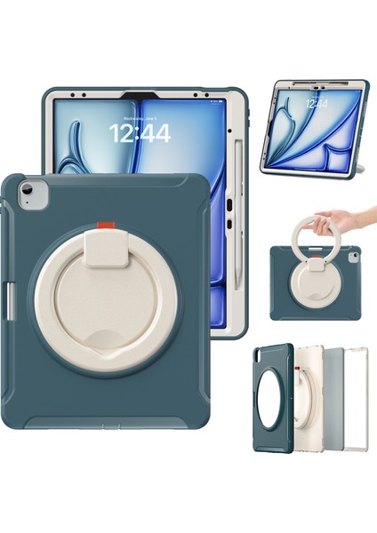 iPad Air 13 (2024) El Kavrama Tekme Standı Pc Tpu Kalem Yuvası ile Peygamber Çiçeği Tablet Kılıfı (Yurt Dışından)