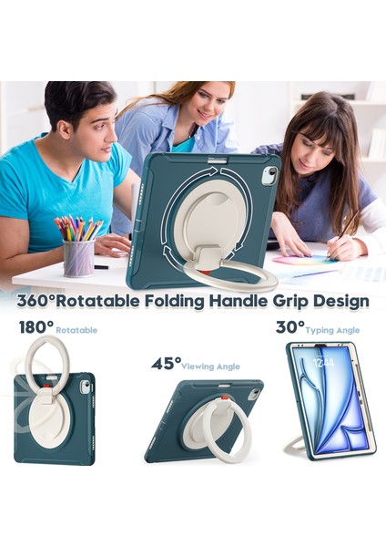 iPad Air 13 (2024) El Kavrama Tekme Standı Pc Tpu Kalem Yuvası ile Peygamber Çiçeği Tablet Kılıfı (Yurt Dışından) modelleri