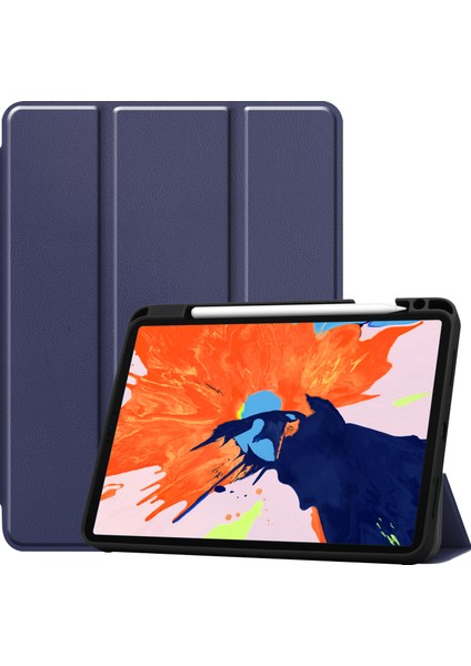 Iş Üç Katlı Stand Pu Deri Yumuşak Tpu Arka Otomatik Uyandırma uyku iPad Pro 12.9 Kalem Tutucu ile Tablet Kılıfı (Yurt Dışından)