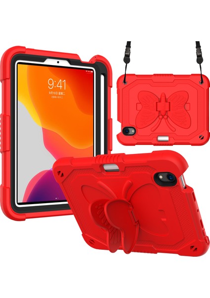 Düz ​​ Pc Silikon Şeklinde Tekme Standı ve iPad Mini Omuz Askısı (2021) Tablet Kılıfı (Yurt Dışından)