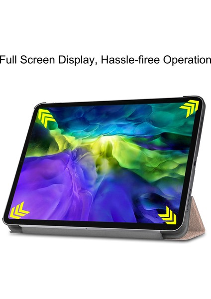 Pu Deri Sağlam Üç Katlı Stand iPad Pro 11 Inç (2022 2021 2020 2018) Otomatik Uyku uyandırma Özellikli Sert Arka Tablet Kılıfı (Yurt Dışından)