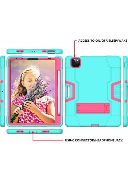 Tpu Pc Combo Arka iPad Pro 11 Inç (2022 2021 2020 2018) Standlı nane i Tablet Kılıfı (Yurt Dışından)