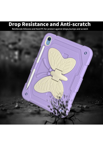 iPad 10.9 (2022) Çift Silikon Pc Şekli Tekme Standı Omuz Askılı Düşmeyi Önleyici Koruyucu Bej Tablet Kılıfı (Yurt Dışından) fiyatları