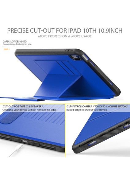 iPad 10.9 (2022) IPAD 10. Nesil Pu Deri Standı Kart Tutucu Akıllı Otomatik Uyku uyandırma ile Manyetik Tablet Kılıfı (Yurt Dışından)