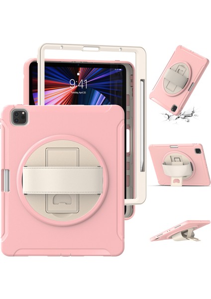 iPad Air 13 (2024) Döner Tekme Standı Pc Tpu Manyetik Emici Kalem Yuvası ile Sakura Tablet Kılıfı (Yurt Dışından)