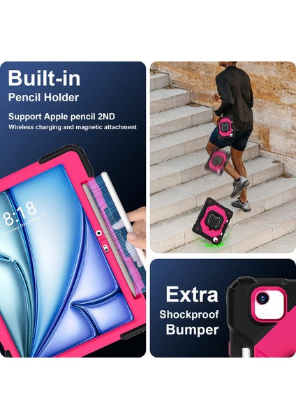 iPad Air 11 (2024) Omuz Askılı Silikon Pc Stand Tablet Kılıfı (Yurt Dışından) fırsatları