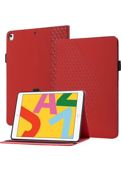 Kart Yuvası Tamı Eşkenar Dörtgen Desenli Standı Deri Koruyucu iPad 10.2 (2020 2019 2021) Tablet Kılıfı (Yurt Dışından)