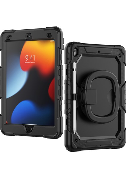 iPad 10.2 (2019 2020 2021) Düşmeye Dayanıklı 360 Derece Dönen Tekme Standı Pc Omuz Askılı Silikon Tablet Kılıfı (Yurt Dışından) fiyatları