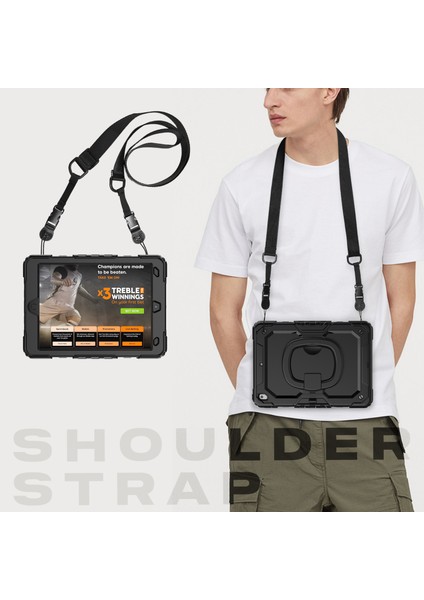 iPad 10.2 (2019 2020 2021) Düşmeye Dayanıklı 360 Derece Dönen Tekme Standı Pc Omuz Askılı Silikon Tablet Kılıfı (Yurt Dışından) indirimleri