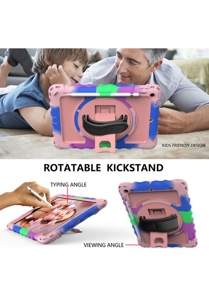 Silikon Pc iPad 10.2 (2019 2020 2021) Döner Tekme Standı Tablet Kılıfı (Yurt Dışından)