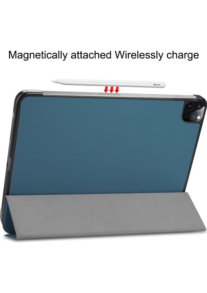 iPad Pro 12 9 Inç (2021) Sağlam Üç Katlı Stand Tamlı Deri Stand (Otomatik Uyku uyandırma Fonksiyonu) Tablet Kılıfı (Yurt Dışından)