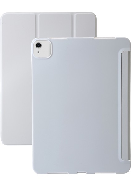 iPad Air 11 (2024) Pu Deri Silikon Üç Katlı Stand Tablet Kılıfı (Yurt Dışından)