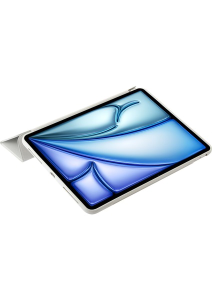 iPad Air 11 (2024) Pu Deri Silikon Üç Katlı Stand Tablet Kılıfı (Yurt Dışından)