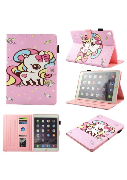 Desen Baskı Pu Deri iPad Air 10 5 Inç (2019) Otomatik Uyandırma Uykusu Tek Boynuzlu At ve Şeker Tablet Kılıfı (Yurt Dışından)
