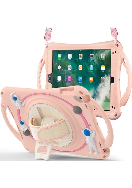 iPad 9 7 Inç (2017 2018) Stand Astronot Pc El Kayışı omuz Askılı Silikon Tablet Kılıfı (Yurt Dışından)