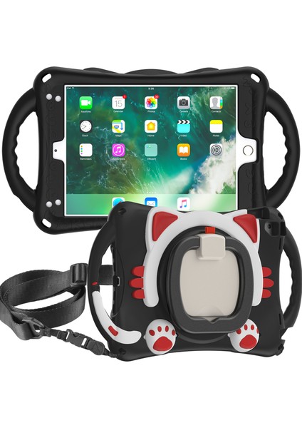 Döner Tekme Standı iPad 9 7 Inç (2017 2018) Ağır Hizmet Silikonu Sert Pc Hibrit Koruyucu ve Omuz Askısı Tablet Kılıfı (Yurt Dışından) fırsatları