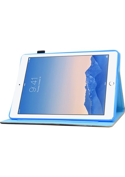 iPad Air (2013) AIR 2 Pu Deri Dikiş Desen Baskı Kart Tutucu Balonlu Stand Tablet Kılıfı (Yurt Dışından)