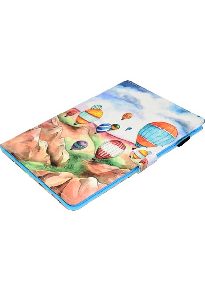iPad Air (2013) AIR 2 Pu Deri Dikiş Desen Baskı Kart Tutucu Balonlu Stand Tablet Kılıfı (Yurt Dışından)