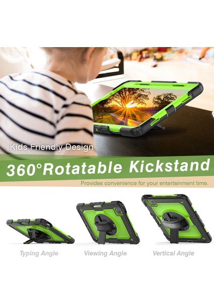 Sağlam Ağır Hizmet Pc Silikon 360° Dönen Tekme Standı Saplı El Tutacağı ve Omuz Askısı iPad Pro 11 Inç Tablet Kılıfı (Yurt Dışından) fiyatları