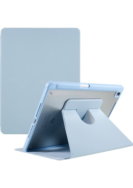 iPad 10.2 (2019 2020 2021) Döner Tekme Standı Pu Deri Tpu Akrilik Düşmeyi Önleyici Koruyucu Tablet Kılıfı (Yurt Dışından)