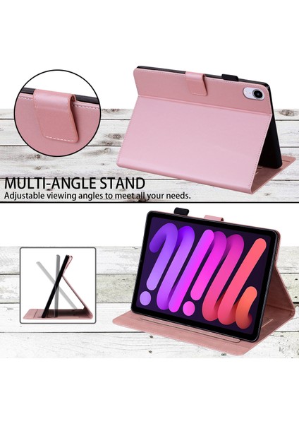 iPad Mini (2021) Pu Deri Stand Kart Yuvalı Tablet Kılıfı (Yurt Dışından)