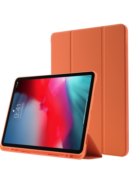 iPad Pro 11 Üç Katlı Stand Cilde Temaslı Pu Deri Otomatik Uyandırma uyku Kalem Yuvası Turuncu Tablet Kılıfı (Yurt Dışından)