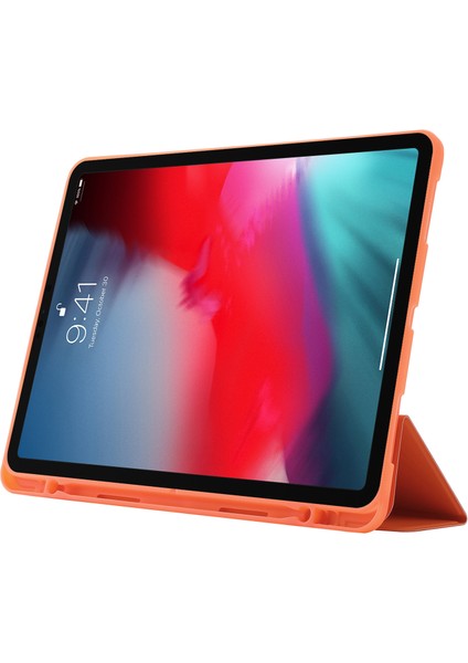 iPad Pro 11 Üç Katlı Stand Cilde Temaslı Pu Deri Otomatik Uyandırma uyku Kalem Yuvası Turuncu Tablet Kılıfı (Yurt Dışından)