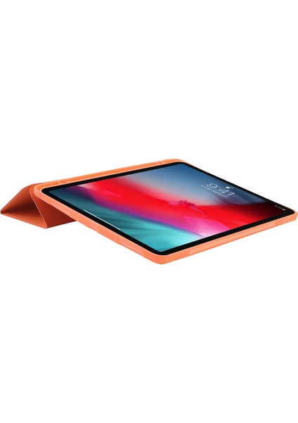 iPad Pro 11 Üç Katlı Stand Cilde Temaslı Pu Deri Otomatik Uyandırma uyku Kalem Yuvası Turuncu Tablet Kılıfı (Yurt Dışından)