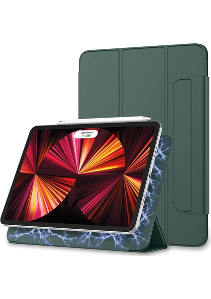 Üç Katlı Stand Otomatik Uyandırma Uyku Pu Deri Manyetik iPad Pro 12 9 Inç (2021) Tablet Kılıfı (Yurt Dışından)
