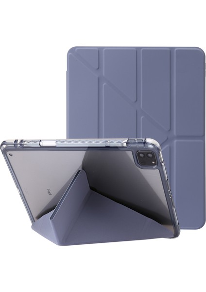iPad Pro 12.9 (2022 2021 2020 2018) Origami Üç Katlı Stand Pu Deri Akrilik Tablet Kılıfı (Yurt Dışından)