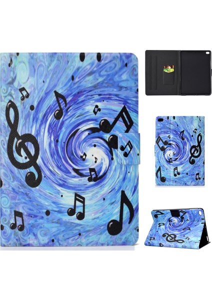 iPad 9 7 Inç (2018 2017) Desenli Pu Deri Stand Müzik Notaları Tablet Kılıfı (Yurt Dışından)