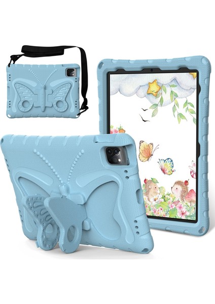 iPad Pro 12 9 Inç air 13 (2024) PRO 13 (2024) Butterfly Standı Omuz Askılı Eva Tablet Kılıfı (Yurt Dışından)