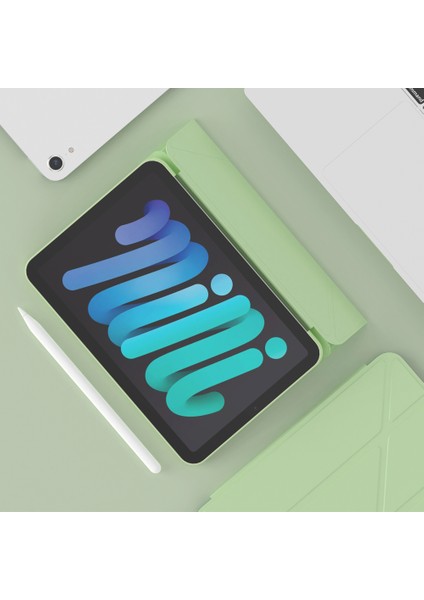 Manyetik Emme Origami Akıllı Tpu Pu Deri iPad Mini (2021) Tablet Kılıfı (Yurt Dışından)