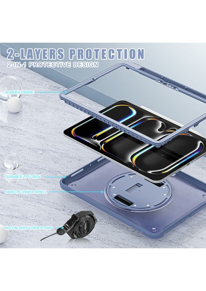 iPad Pro 11 (2024) El Kayışı Tekme Standı Pc Tpu Silikon Omuz Askılı Lavanta Tablet Kılıfı (Yurt Dışından) indirimleri