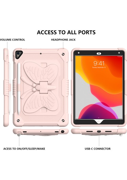 Şekli Tekme Standı Tamı Düz ​​ Pc iPad 10.2 Omuz Askılı Silikon (2019 2020 2021) Tablet Kılıfı (Yurt Dışından)