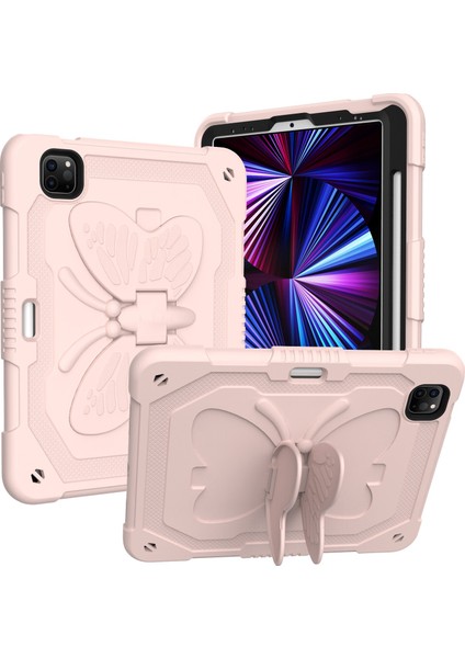 iPad Pro 11 (2022 2021 2020 2018) Şekli Tekme Standı Silikon Pc Omuz Askılı Tablet Kılıfı (Yurt Dışından)