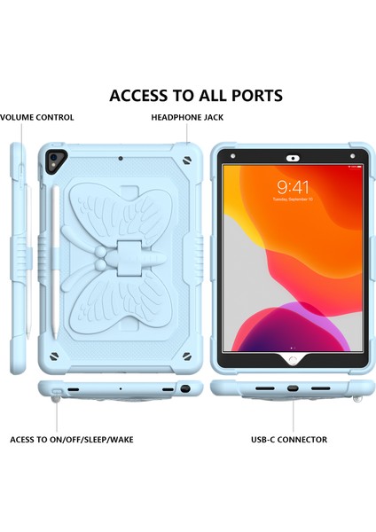 Şekli Tekme Standı Tamı Düz ​​ Pc iPad 10.2 Omuz Askılı Silikon (2019 2020 2021) Tablet Kılıfı (Yurt Dışından)