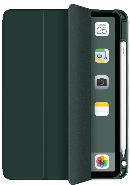 iPad Air 11 (2024) AIR (2020) AIR (2022) YEŞIL Otomatik Uyandırma uyku Litch Deri Pu Deri Üç Katlı Stand ve Kalem Tutucu Tablet Kılıfı (Yurt Dışından) fırsatları
