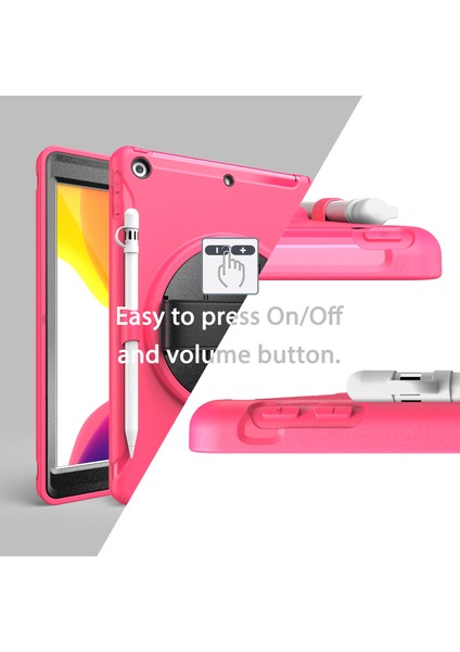360° Dönebilen Tekme Standı Pc Tpu iPad 10.2 (2019 2020 2021) El Kayışlı Arka Rose Tablet Kılıfı (Yurt Dışından)